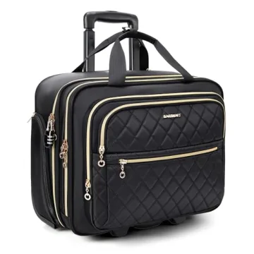 Stylish BAGSMART Rolling Laptop Bag for Women - Fits 15.6 Inch Laptops with TSA Lock, Ideal for Trav...