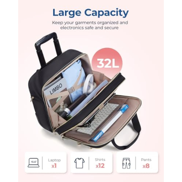 BAGSMART Rolling Laptop Bag for Women with TSA Lock and Wheels