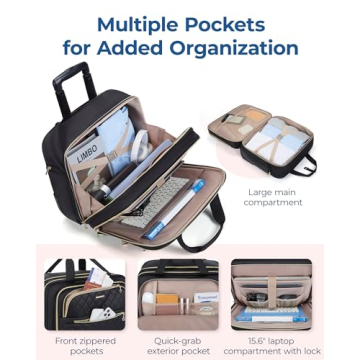 BAGSMART Rolling Laptop Bag for Women with TSA Lock and Wheels