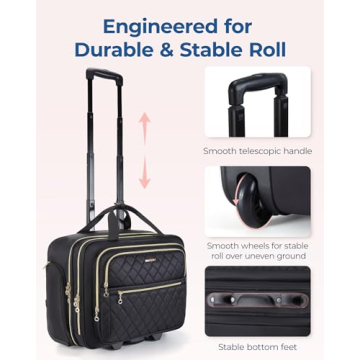 BAGSMART Rolling Laptop Bag for Women with TSA Lock and Wheels