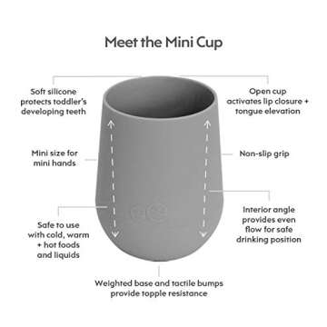 ezpz Mini Cup (Gray) - 100% Silicone Cup for Toddlers - Designed by a Pediatric Feeding Specialist - 12 Months+