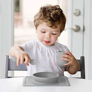 ezpz Mini Cup (Gray) - 100% Silicone Cup for Toddlers - Designed by a Pediatric Feeding Specialist - 12 Months+