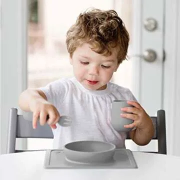 ezpz Mini Cup (Gray) - 100% Silicone Cup for Toddlers - Designed by a Pediatric Feeding Specialist - 12 Months+