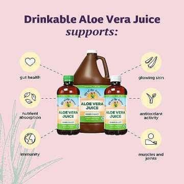 Lily of the Desert Aloe Vera Juice - Inner Fillet Aloe Vera Drink, Organic Aloe Juice with Natural Vitamins, Digestive Enzymes for Gut Health, Stomach Relief, Wellness, Glowing Skin, 128 Fl Oz