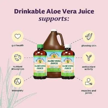 Lily of the Desert Aloe Vera Juice - Inner Fillet Aloe Vera Drink, Organic Aloe Juice with Natural Vitamins, Digestive Enzymes for Gut Health, Stomach Relief, Wellness, Glowing Skin, 128 Fl Oz