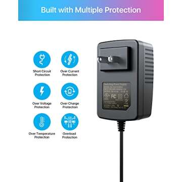 ZOSI 12V 2A 100V-240V US AC to DC Power Supply Adapter & 4-Way Power Splitter Cable for CCTV Home Security Camera Surveillance System