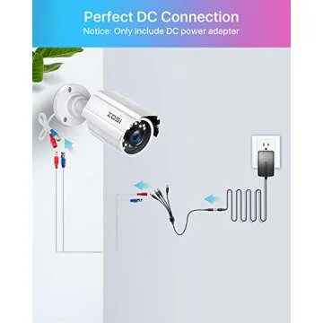 ZOSI 12V 2A 100V-240V US AC to DC Power Supply Adapter & 4-Way Power Splitter Cable for CCTV Home Security Camera Surveillance System