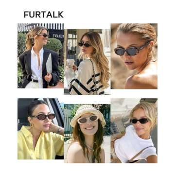 FURTALK Polarized Sunglasses for Women, Oval Frame, UV Protection Lenses, Retro Style, Black (Tortoise)