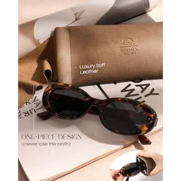 FURTALK Polarized Sunglasses for Women, Oval Frame, UV Protection Lenses, Retro Style, Black (Tortoise)