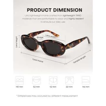 FURTALK Polarized Sunglasses for Women, Oval Frame, UV Protection Lenses, Retro Style, Black (Tortoise)