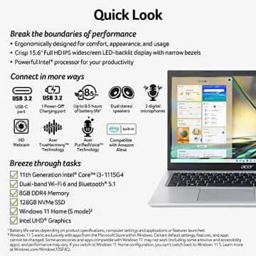 Acer Aspire 5 Slim Laptop - 15.6" FHD - Intel i3 - 8GB RAM