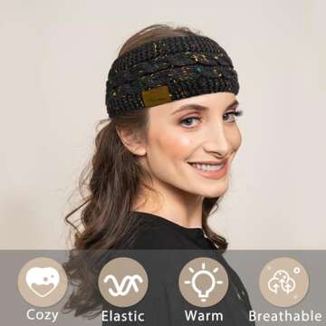 YSense Womens Ear Warmer Headband Cable Knit Winter Headbands Fleece Lined Ear Warmers Stocking Stuffers Gifts for Women