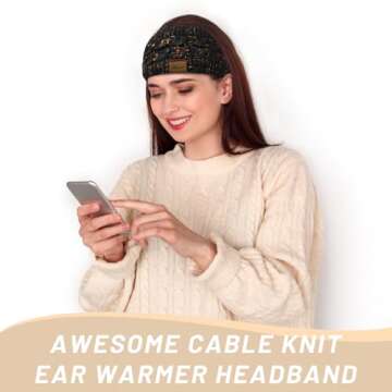 YSense Womens Ear Warmer Headband Cable Knit Winter Headbands Fleece Lined Ear Warmers Stocking Stuffers Gifts for Women
