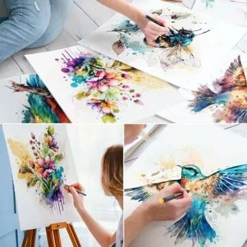 DOODLE HOG 48 Premium Watercolor Pens +2 Highly Blendable Markers, Real Brush Tip Watercolor Markers, Art Supplies for Adults, 48 Colors Gift Box