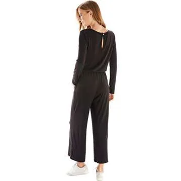 Comfortable Long Sleeve Elastic Jumpsuit with Pockets