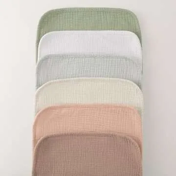 Bearmoss Muslin Burp Cloths, 100% Cotton Baby Burping Clothes, Large Extra Soft Absorbent for Unisex Newborn Boy and Girl, 20x10in, 6 Pack