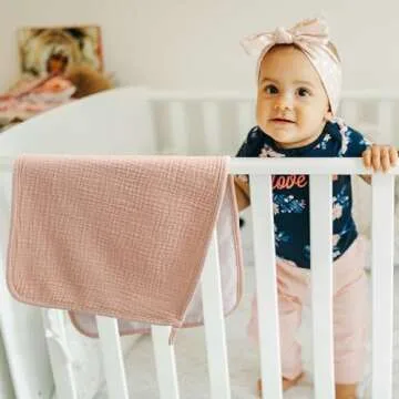 Bearmoss Muslin Burp Cloths, 100% Cotton Baby Burping Clothes, Large Extra Soft Absorbent for Unisex Newborn Boy and Girl, 20x10in, 6 Pack