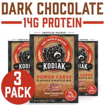 Kodiak Cakes Protein Pancake Power Cakes, Flapjack & Waffle Baking Mix, Dark Chocolate, 18 Ounce, Pa...