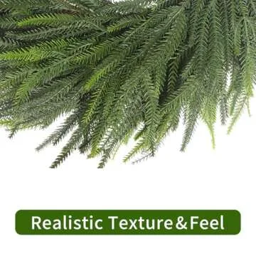LOKEISNA Real Touch Norfolk Pine Wreath, 24" Artificial Christmas Wreaths for Front Door, Soft Bendable Pine Wreath for Wall Windows Mantle Christmas New Year