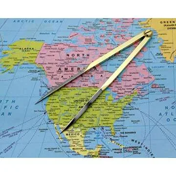 5MOONSUN5's Vintage Navigation Straight Pattern Artist Divider Solid Brass Drawing Tool Professional 7” Long Solid Brass with Heavy Duty Stainless Steel Point Tool for Art Projector with Leather Case