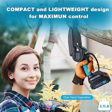 6 Inch Cordless Electric Mini Chainsaw, Handheld Battery Powered Pruning Saw, branch cutter, Yard Wo...