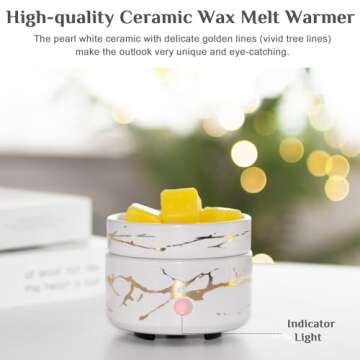 Electric Candle Wax Melt Warmer - Ceramic Oil Burner 3-in-1 Candle Wax Cube Tart Melter Warmer Scent...