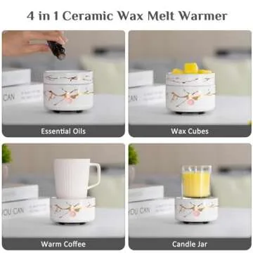 Electric Candle Wax Melt Warmer - Ceramic Oil Burner 3-in-1 Candle Wax Cube Tart Melter Warmer Scented Fragrance Aroma Burner for Home Office Bedroom Aromatherapy Spa Gift & Décor