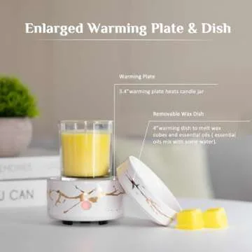 Electric Candle Wax Melt Warmer - Ceramic Oil Burner 3-in-1 Candle Wax Cube Tart Melter Warmer Scented Fragrance Aroma Burner for Home Office Bedroom Aromatherapy Spa Gift & Décor