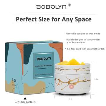 Electric Candle Wax Melt Warmer - Ceramic Oil Burner 3-in-1 Candle Wax Cube Tart Melter Warmer Scented Fragrance Aroma Burner for Home Office Bedroom Aromatherapy Spa Gift & Décor