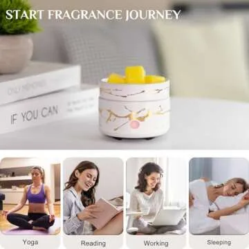 Electric Candle Wax Melt Warmer - Ceramic Oil Burner 3-in-1 Candle Wax Cube Tart Melter Warmer Scented Fragrance Aroma Burner for Home Office Bedroom Aromatherapy Spa Gift & Décor