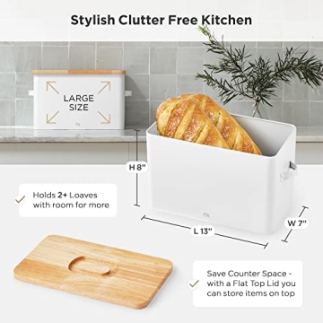 Norkin Large Bread Box with Cutting Board Lid - Large Capacity