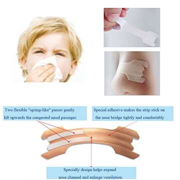 JERN 30 Natural Drug-Free Kids Better Breath Nasal Strips for Nasal Congestion, Allergy, Cold, Flu, Sinus, Stuffy Nose, Snoring, Deviated Septum, Sleep Aid, Athletic Performance - Ages 5 and above