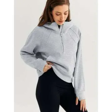 WYNNQUE Women's Oversized Half Zip Hoodie for Fall