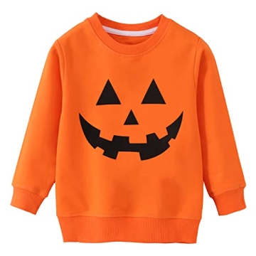 Mrocioa Toddler Baby Boys Halloween Shirt - Cute Pumpkin Graphic Sweatshirt 1-7T