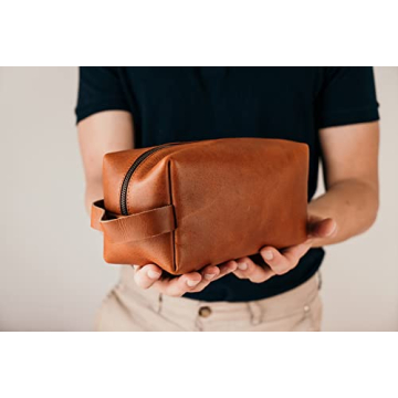 VELLAIRE Genuine Leather Toiletry Bag for Travel & Gifting