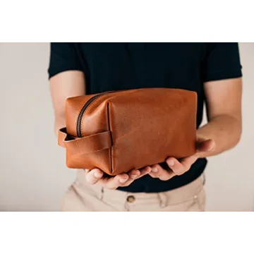VELLAIRE Genuine Leather Toiletry Bag for Travel & Gifting