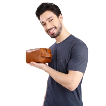 VELLAIRE Genuine Leather Toiletry Bag for Travel & Gifting