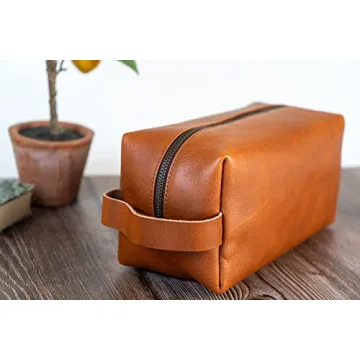 VELLAIRE Genuine Leather Toiletry Bag for Travel & Gifting