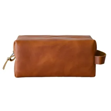 VELLAIRE Genuine Leather Toiletry Bag for Travel & Gifting