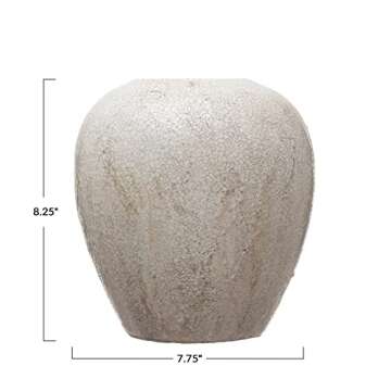 Creative Co-Op Stoneware, Distressed Cream Crackle Glaze Vases, 8" L x 8" W x 8" H
