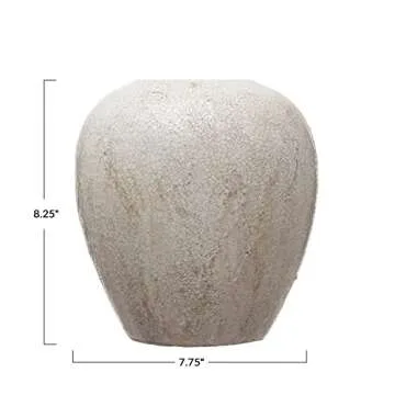 Creative Co-Op Stoneware, Distressed Cream Crackle Glaze Vases, 8" L x 8" W x 8" H