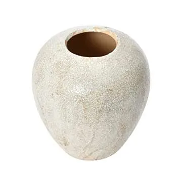 Creative Co-Op Stoneware, Distressed Cream Crackle Glaze Vases, 8" L x 8" W x 8" H