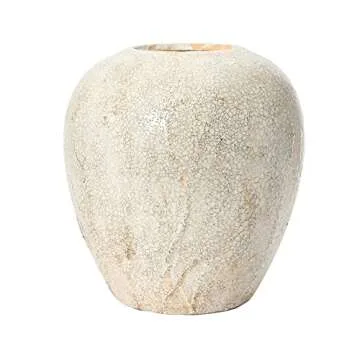 Creative Co-Op Stoneware, Distressed Cream Crackle Glaze Vases, 8" L x 8" W x 8" H