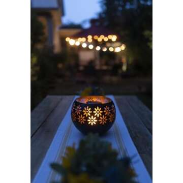 Original Solar Fire Bowl 8” 4-Pack Decorative Metal Solar Patio Light with Flickering Flame, Water...