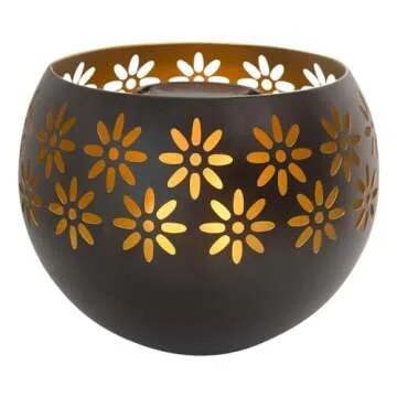 Original Solar Fire Bowl 8” 4-Pack Decorative Metal Solar Patio Light with Flickering Flame, Waterproof Dusk-to-Dawn Garden Lantern, Matte Black