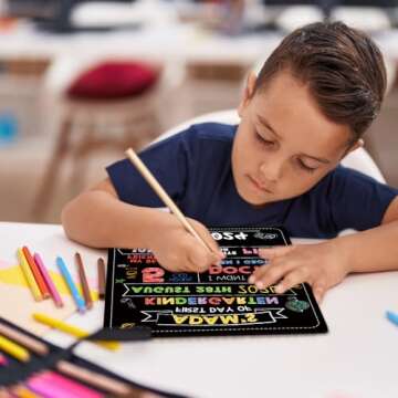 First and Last Day of School Chalkboard Photo Prop, 10" x 12" Double Sided Reusable Kindergarten Preschool Wooden Sign, Back to School Classroom Decor(Trophy)