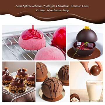 Semi Sphere Silicone Mold, Heart Mold Hot Chocolate Bomb Mold Letter Molds Silicone Mold for Chocola...