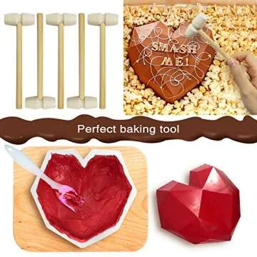 Semi Sphere Silicone Mold, Heart Mold Hot Chocolate Bomb Mold Letter Molds Silicone Mold for Chocolate, Mousse Cake, Jelly, Pudding, Dessert DIY Baking Tools with Wooden Hammers Silicone Brush