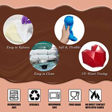 Semi Sphere Silicone Mold, Heart Mold Hot Chocolate Bomb Mold Letter Molds Silicone Mold for Chocolate, Mousse Cake, Jelly, Pudding, Dessert DIY Baking Tools with Wooden Hammers Silicone Brush