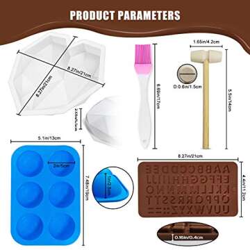 Semi Sphere Silicone Mold, Heart Mold Hot Chocolate Bomb Mold Letter Molds Silicone Mold for Chocolate, Mousse Cake, Jelly, Pudding, Dessert DIY Baking Tools with Wooden Hammers Silicone Brush